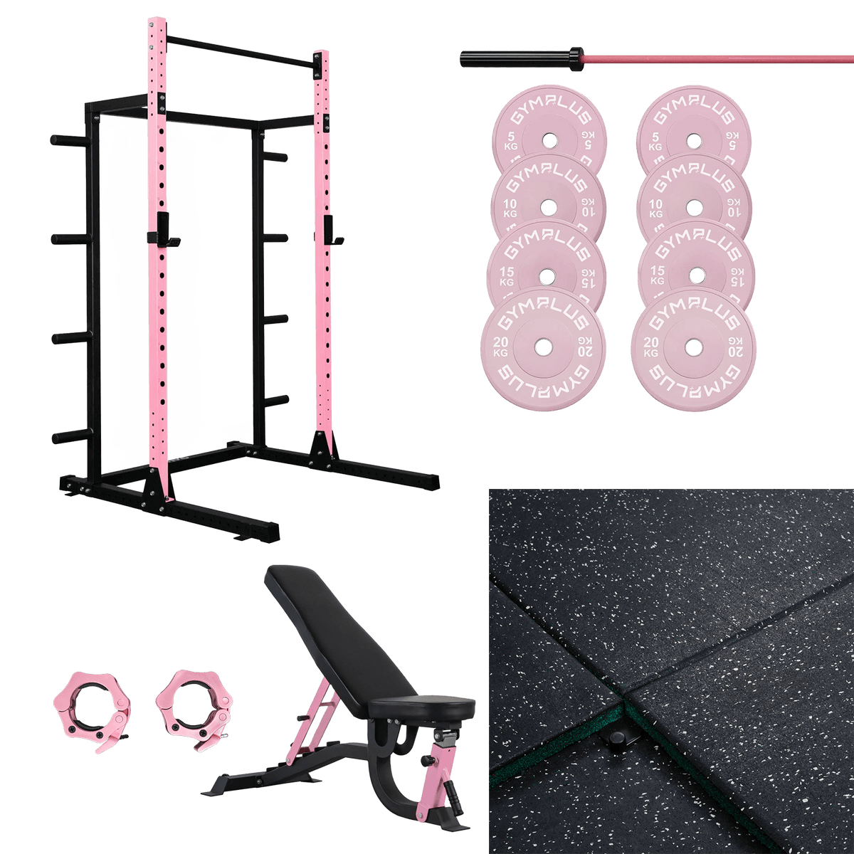Pink Half Power Rack Garage Gym Package - Complete Setup