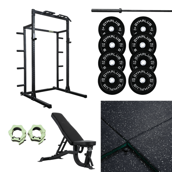 Gym Plus Half Power Rack Garage Gym Package - Complete Setup HR-FULL-BLK