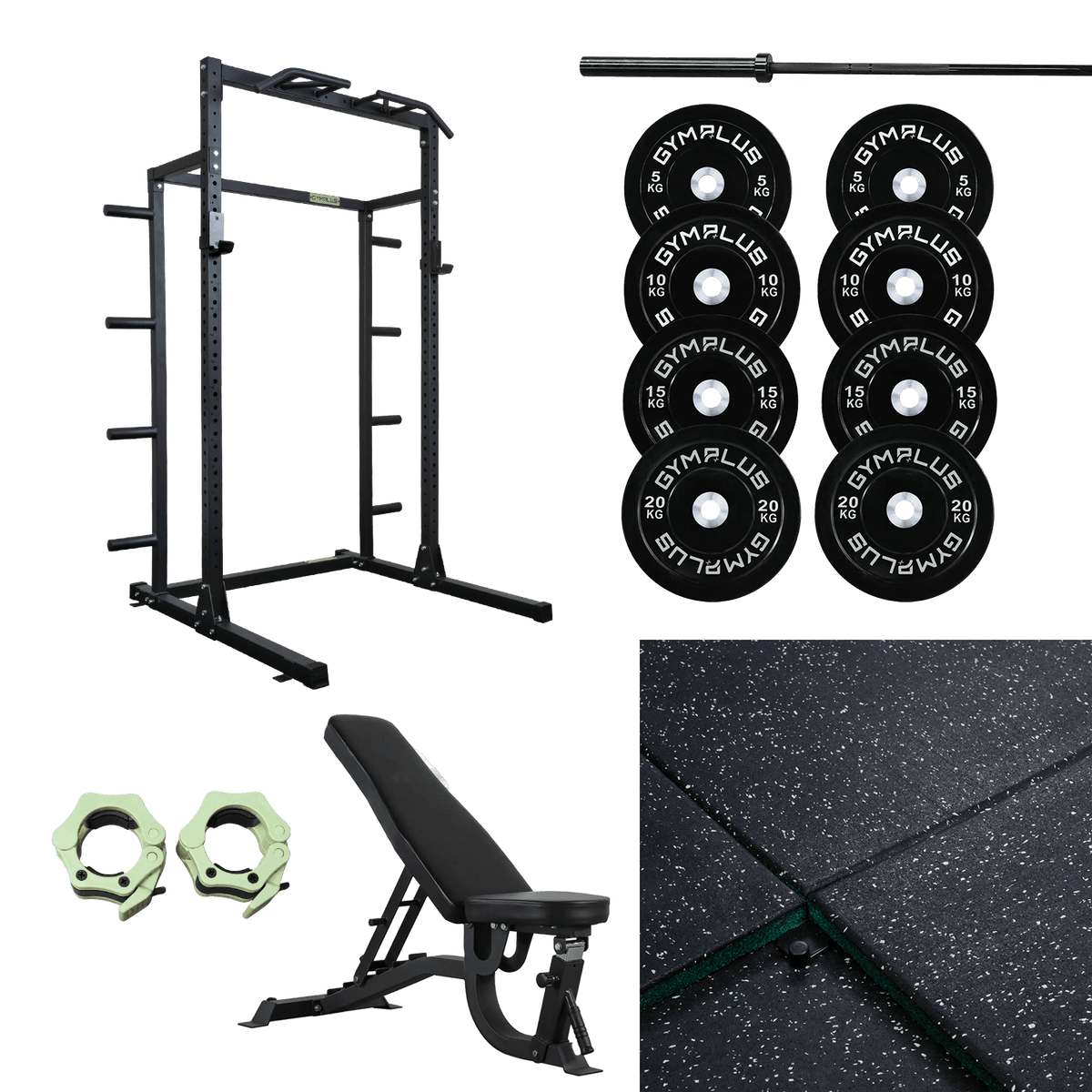 Gym Plus Half Power Rack Garage Gym Package - Complete Setup HR-FULL-BLK