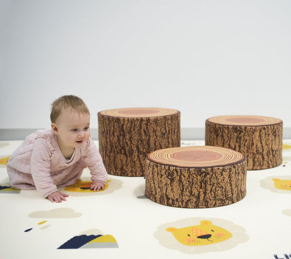 Gym Plus Tree Stump Stool Set, Toddler Climbing and Stepping Logs - 3 Pieces TREE-STOOL-3PC