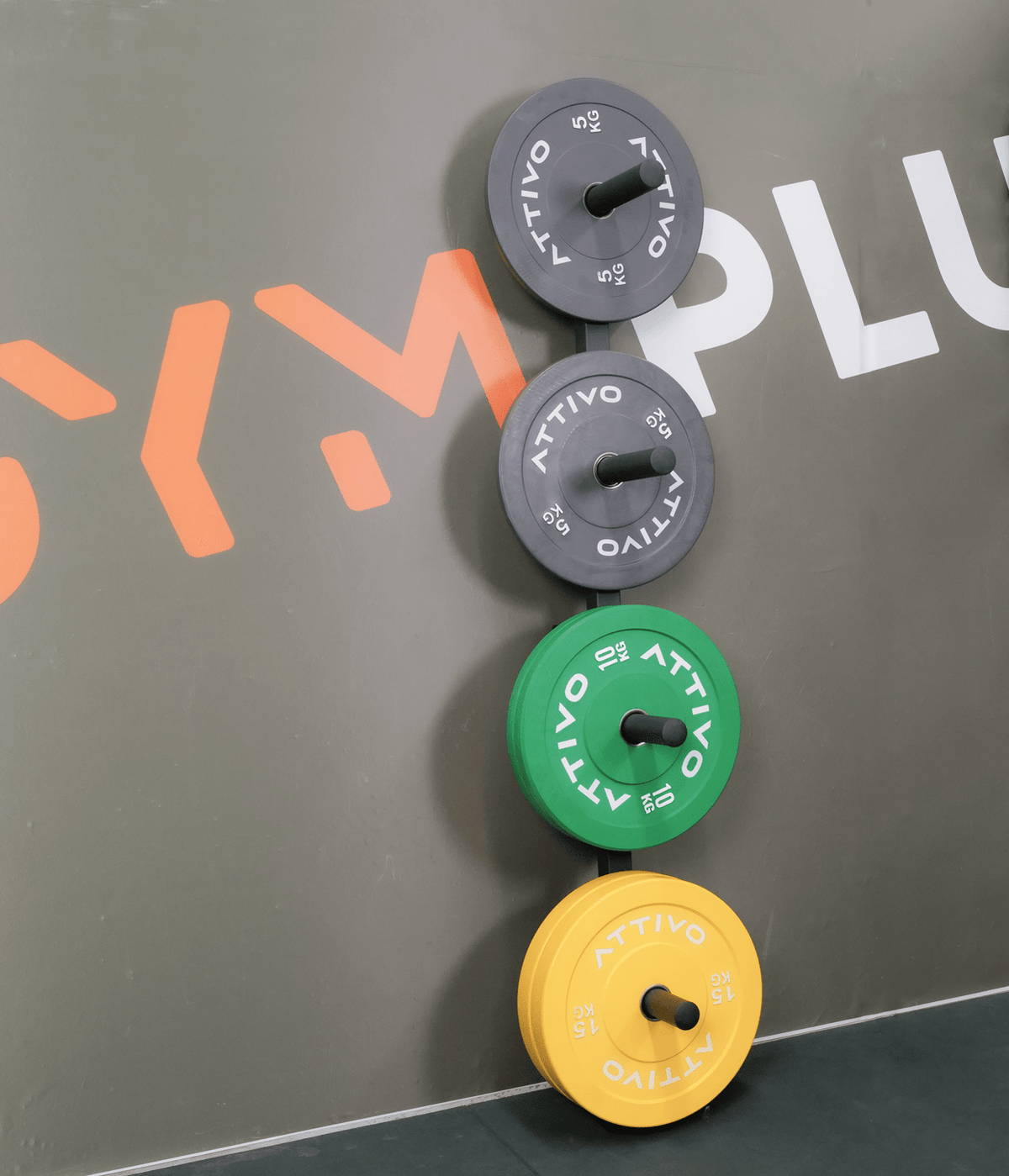 ATTIVO Weight Plate Storage Rack Wall Mounted Weight Plate Holder - 4 Pegs