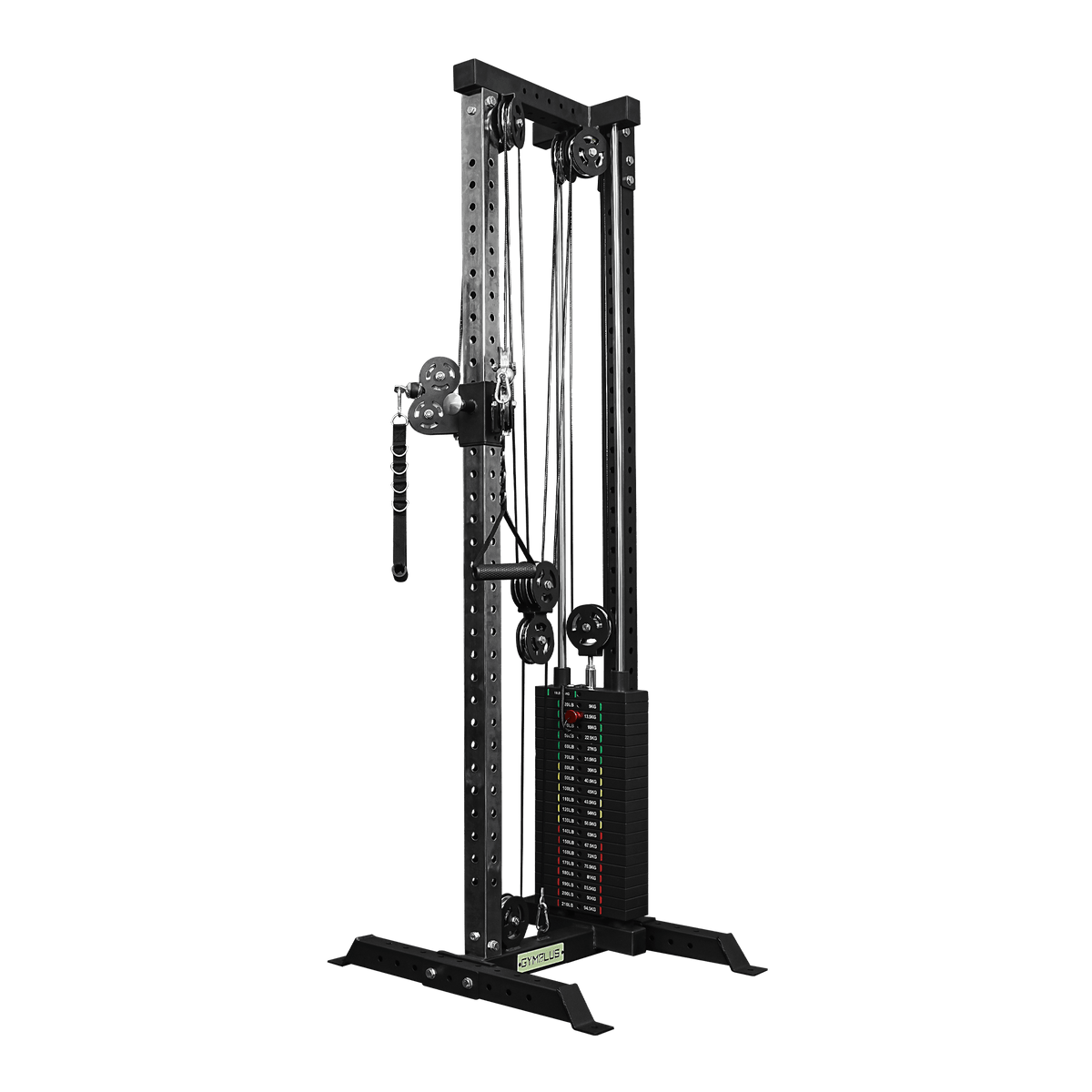 Gym Plus L4 Pro Series Wall Mount Cable Tower With Weight Stack - Aluminium Pulley Wheels WM-LTD-3001