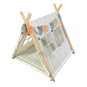 MEMAX Cozy Cove Kids Wooden Play Tent with Play Mat