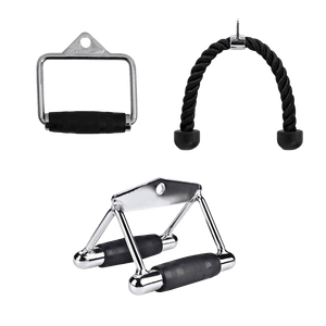 3-in-1 Cable Attachment Set - Tricep Rope + Handle + V Bar