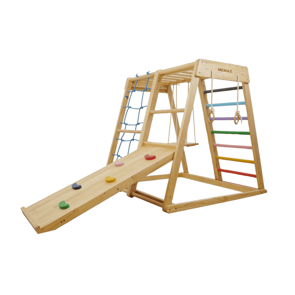 Gym Plus MEMAX Indoor Wooden Play Gym with Slide, Swing & Climber PIKLERGYM-COLOUR