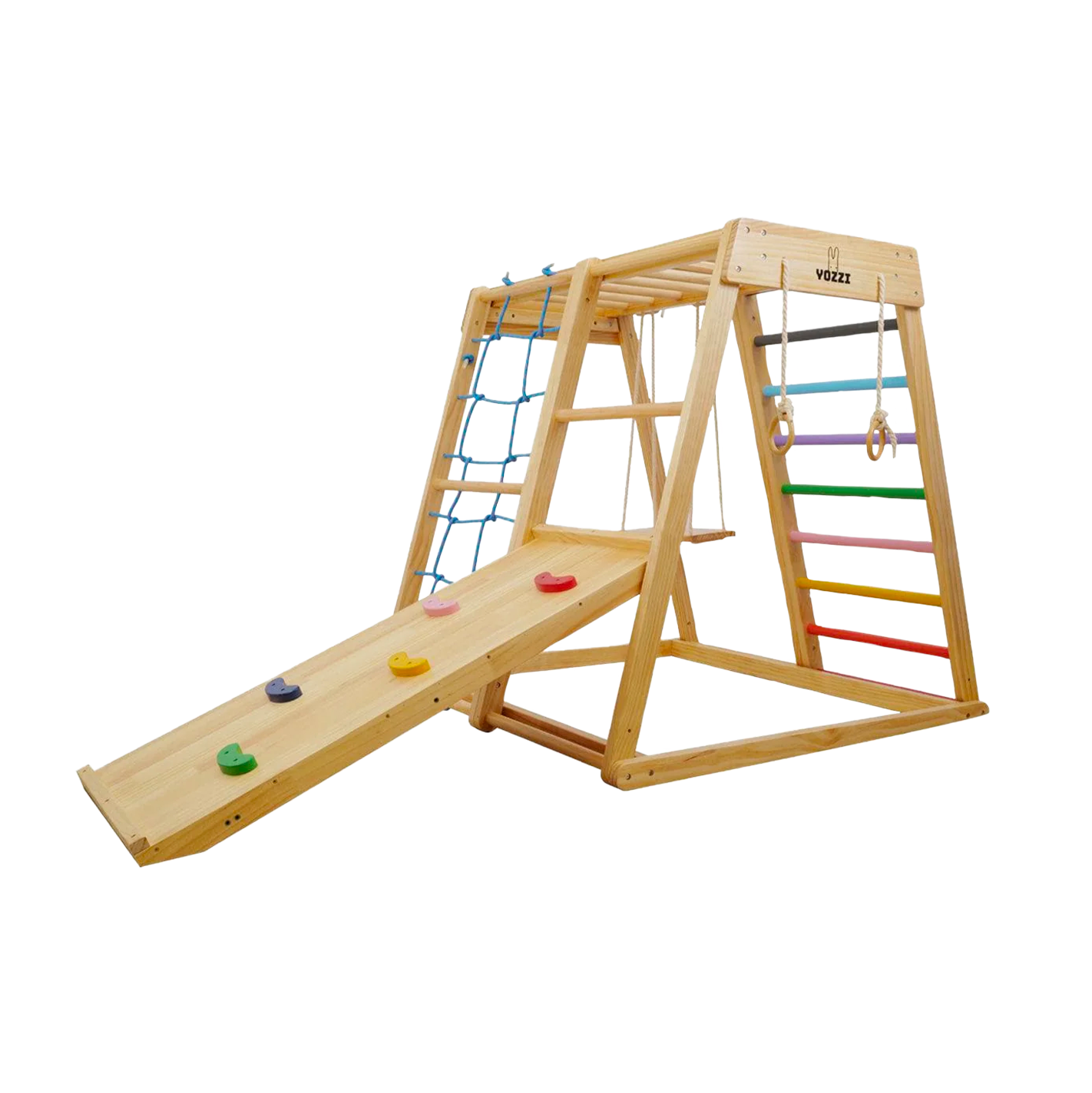 MEMAX Indoor Wooden Play Gym with Slide, Swing & Climber