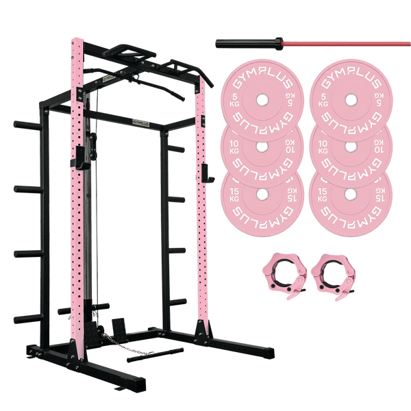 Gym Plus Half Power Rack Garage Gym Package - Pink HR2300-PINK-BUNDLE-LLP