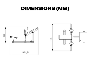 Gym Plus Hip Thrust Machine - Plate Loaded BELT-HT-01 dimensions