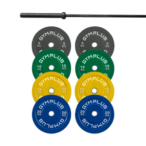 Remarkables Olympic Bar 20KG and Bumper Plates Set