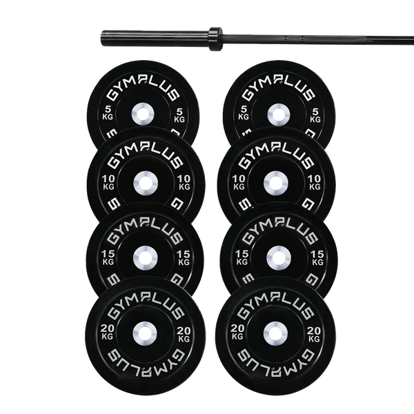 Gym Plus Remarkables Olympic Bar 15KG and Bumper Plates Set RMKB15+B100