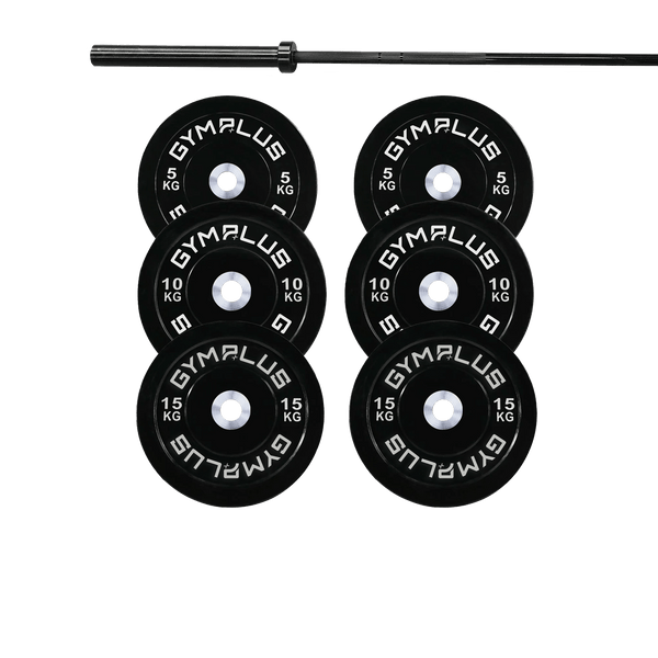 Gym Plus Remarkables Olympic Bar 20KG and Bumper Plates Set RMKB20+B60