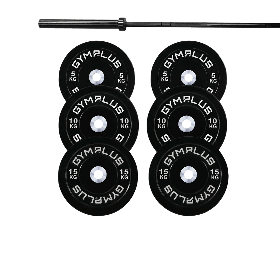Remarkables Olympic Bar 20KG and Bumper Plates Set
