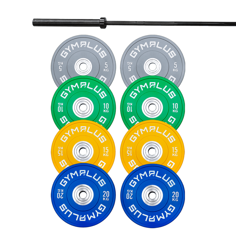 Remarkables Olympic Bar 20KG and Bumper Plates Set