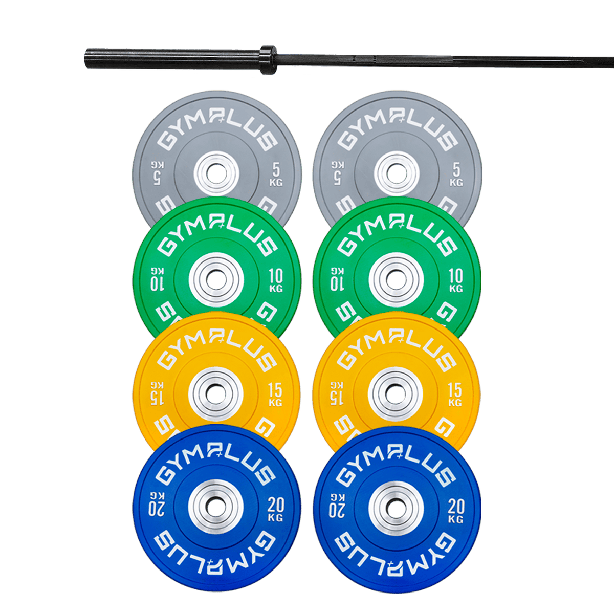 Remarkables Olympic Bar 20KG and Bumper Plates Set