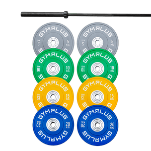 Remarkables Olympic Bar 20KG and Bumper Plates Set