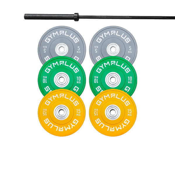 Gym Plus Remarkables Olympic Bar 20KG and Bumper Plates Set RMK-BUSH-20+60KG