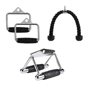 3-in-1 Cable Attachment Set - Tricep Rope + Handle + V Bar