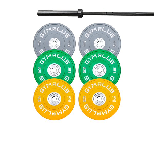 Gym Plus Remarkables Olympic Bar 15KG and Bumper Plates Set RMK-BUSH-15+60KG