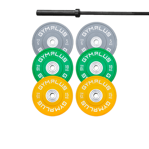 Remarkables Olympic Bar 15KG and Bumper Plates Set