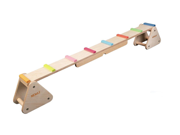 Gym Plus MEMAX 2-in-1 Wooden Seesaw and Rainbow Balance Bridge SEESAW-WOODEN