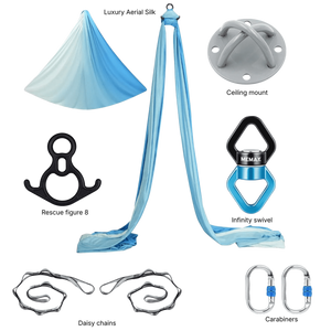 MEMAX Aerial Silks Yoga Swing Hammock Set - 100% Luxury Nylon Tricot Silks, Full Rigging Hardware
