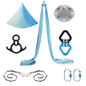 MEMAX Aerial Silks Yoga Swing Hammock Set - 100% Luxury Nylon Tricot Silks, Full Rigging Hardware