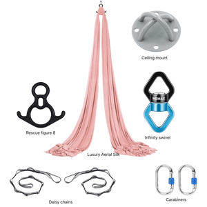 MEMAX Aerial Silks Yoga Swing Hammock Set - 100% Luxury Nylon Tricot Silks, Full Rigging Hardware