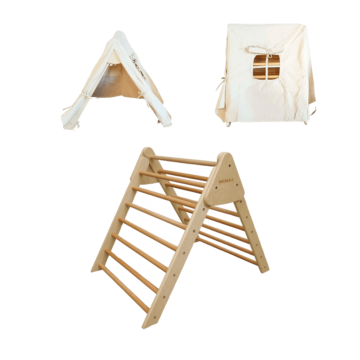 Large Pikler Foldable Climbing Triangle with Tent