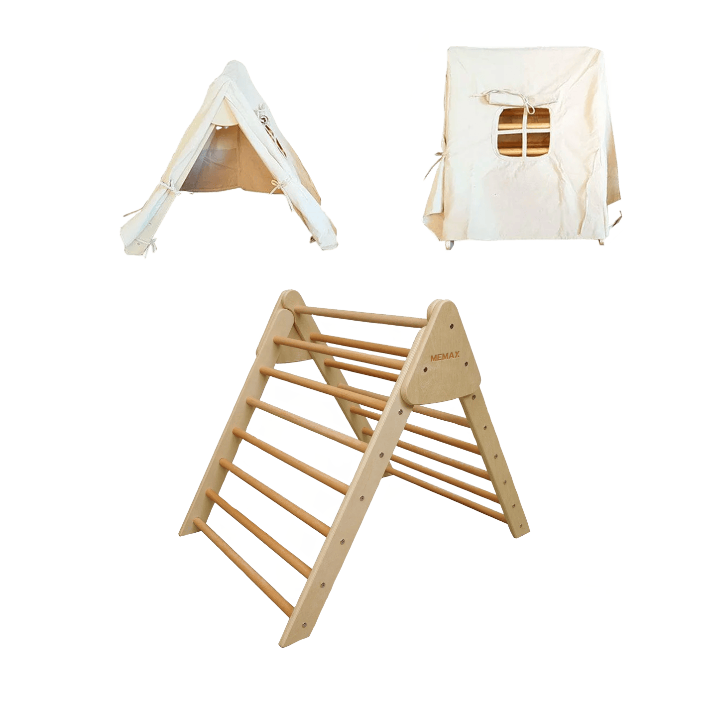 Large Pikler Foldable Climbing Triangle with Tent