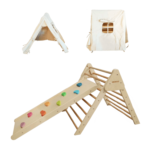 Gym Plus Pikler Foldable Climbing Triangle with Tent and Reversible Ramp TRIANGLE+TENT+BOARD