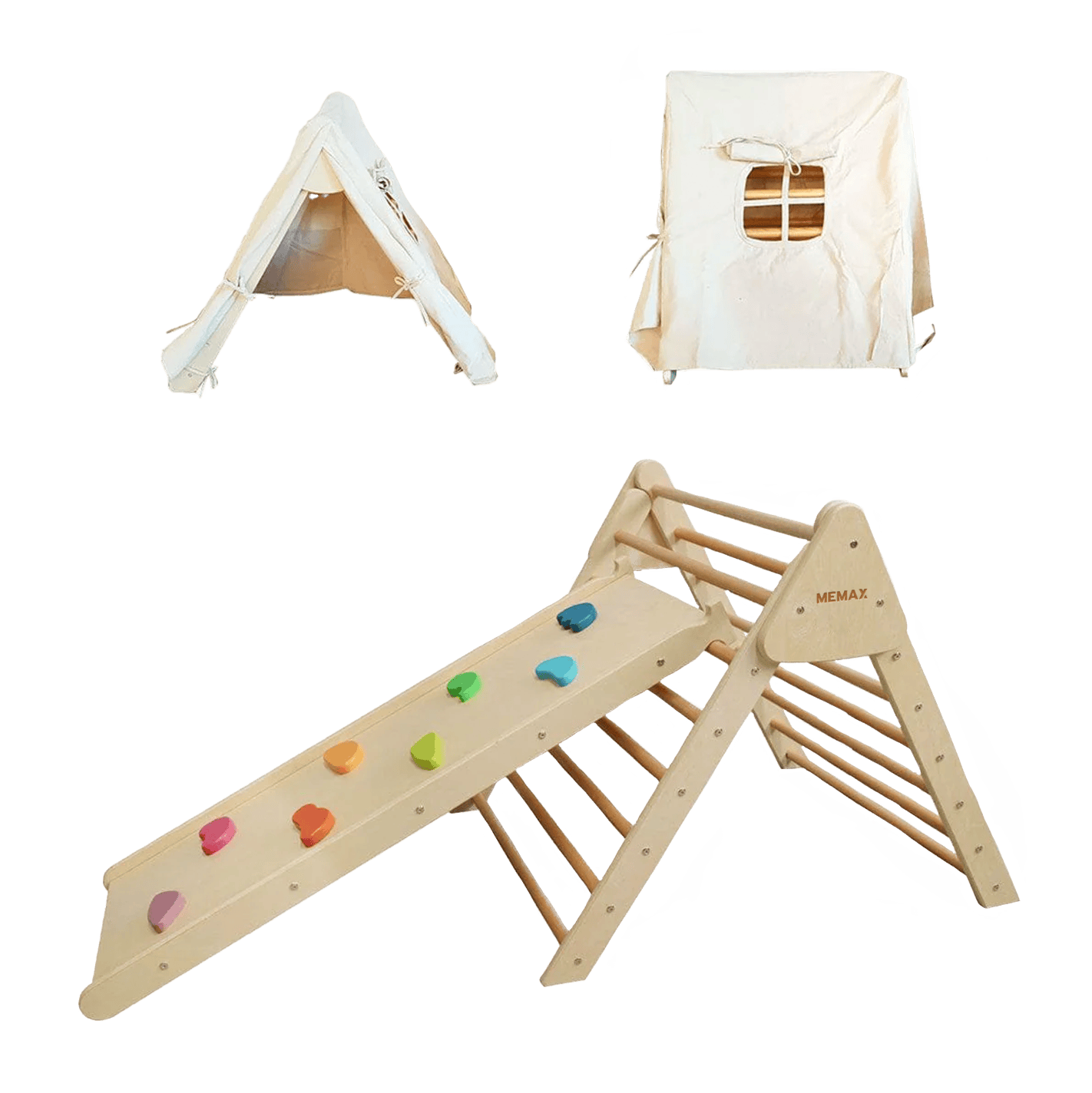 Pikler Foldable Climbing Triangle with Tent and Climbing Ramp