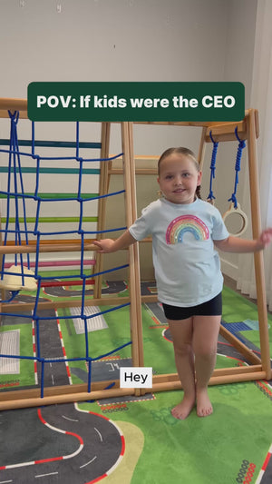 MEMAX Indoor Wooden Play Gym with Slide, Swing & Climber