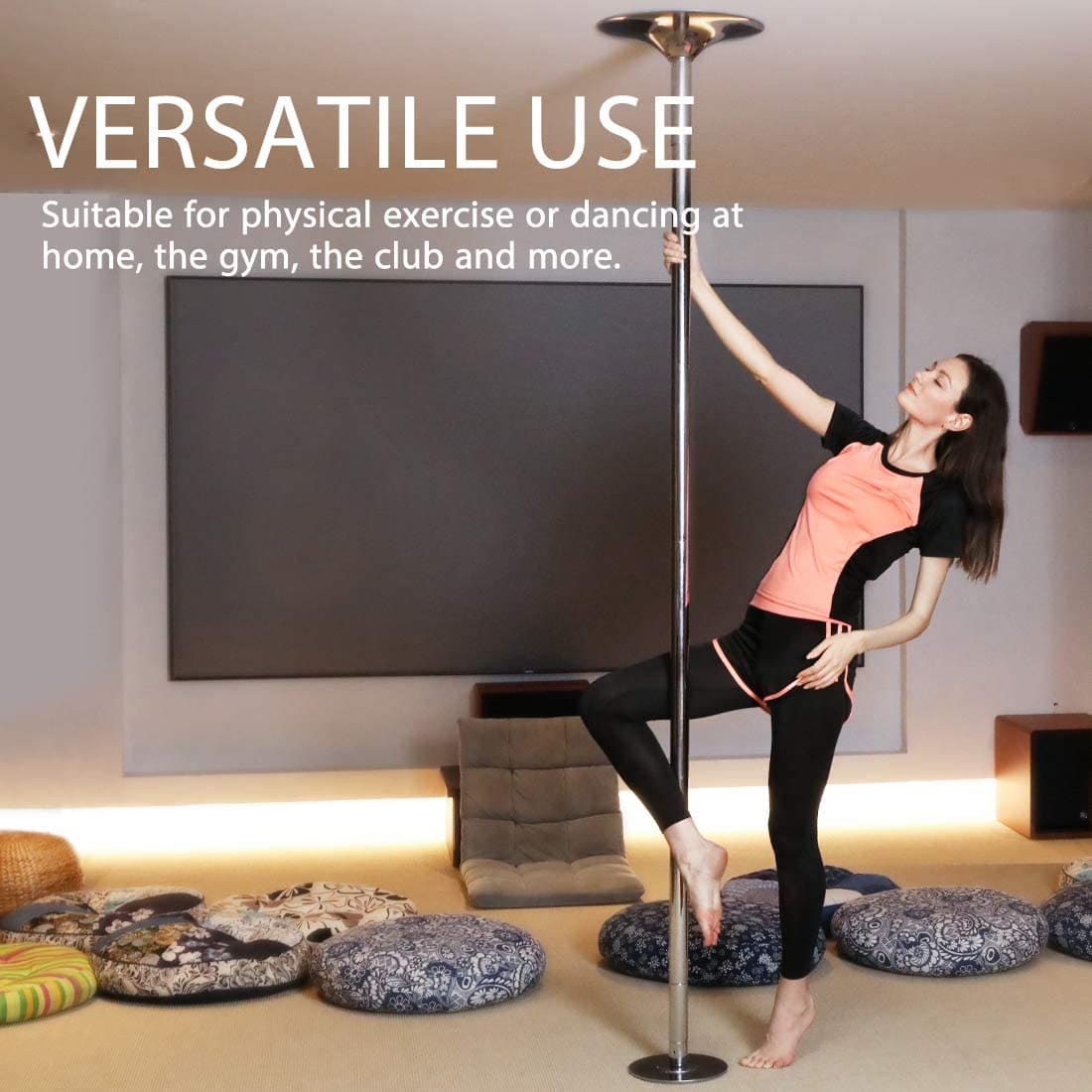 Portable Pole Dancing Pole Kit - Static & Spinning Fitness Pole Dancing Set