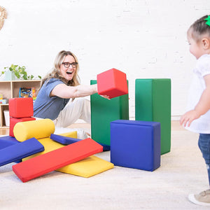 YOZZI Large Soft Builder Blocks, Unit-Style, Assorted, 16-Piece