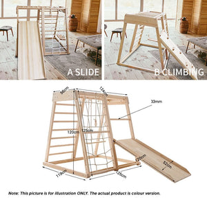 MEMAX Indoor Wooden Play Gym with Slide, Swing & Climber