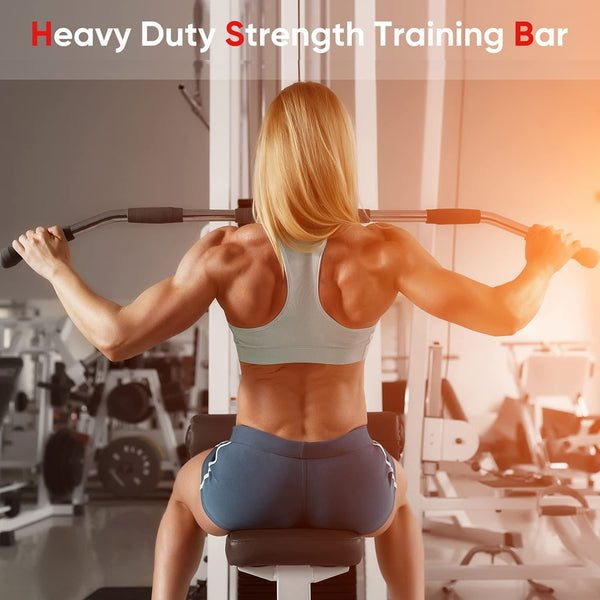 Gym Plus Lat Pulldown Bar Attachment with Rubber Grips - 120cm LPD-BAR-RB