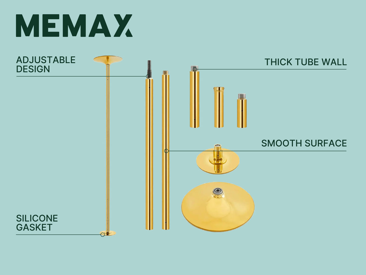 Gym Plus MEMAX Portable Dancing Pole - Static and Spinning - Gold DANCEPOLE-GOLD