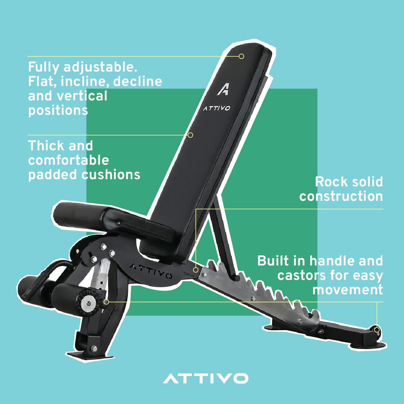 ATTIVO L3 Adjustable Weight Bench FID Bench - Commercial