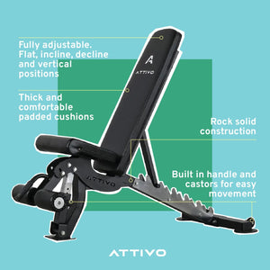 ATTIVO L3 Adjustable Weight Bench FID Bench - Commercial Grade