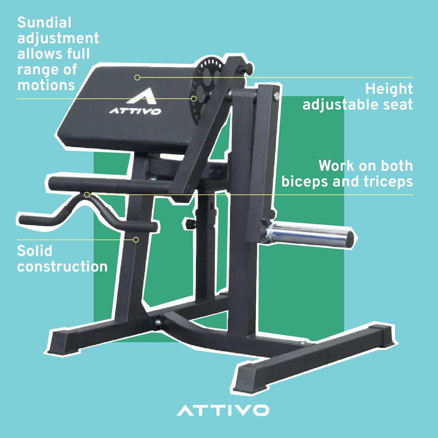 ATTIVO Preacher Arm Curl Biceps and Triceps MachineATTIVO Preacher Arm Curl Biceps and Triceps Machine - 2024 Upgraded Version 2.0