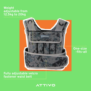 ATTIVO Adjustable Elite Weighted Vest - 20kg