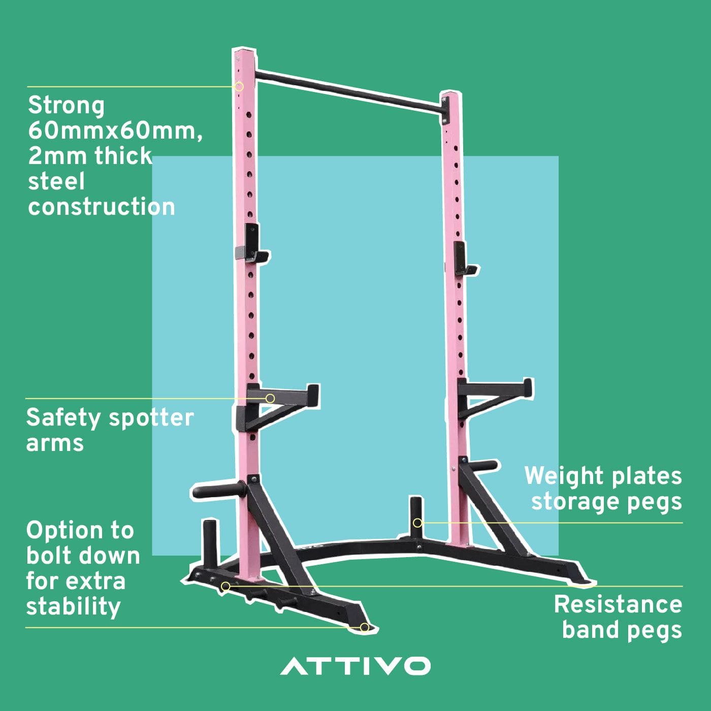 Half Power Rack Garage Gym Package - Pink