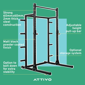 ATTIVO Half Power Rack with Storage System Option - HR2300 Black