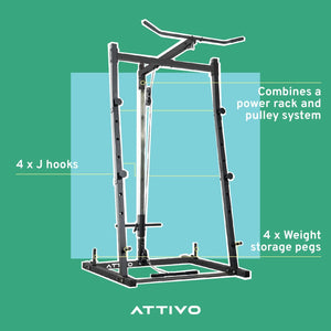 ATTIVO Squat Rack with Lat Pull Down System - SR1551