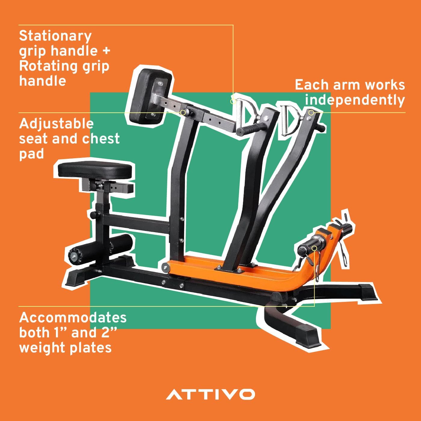 ATTIVO Seated Row/Chest Pull Machine with Independent Arms