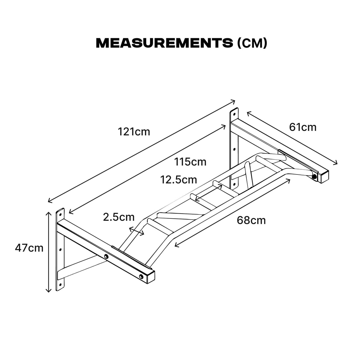 Multi-Grip Wall Mounted Pull Up Bar