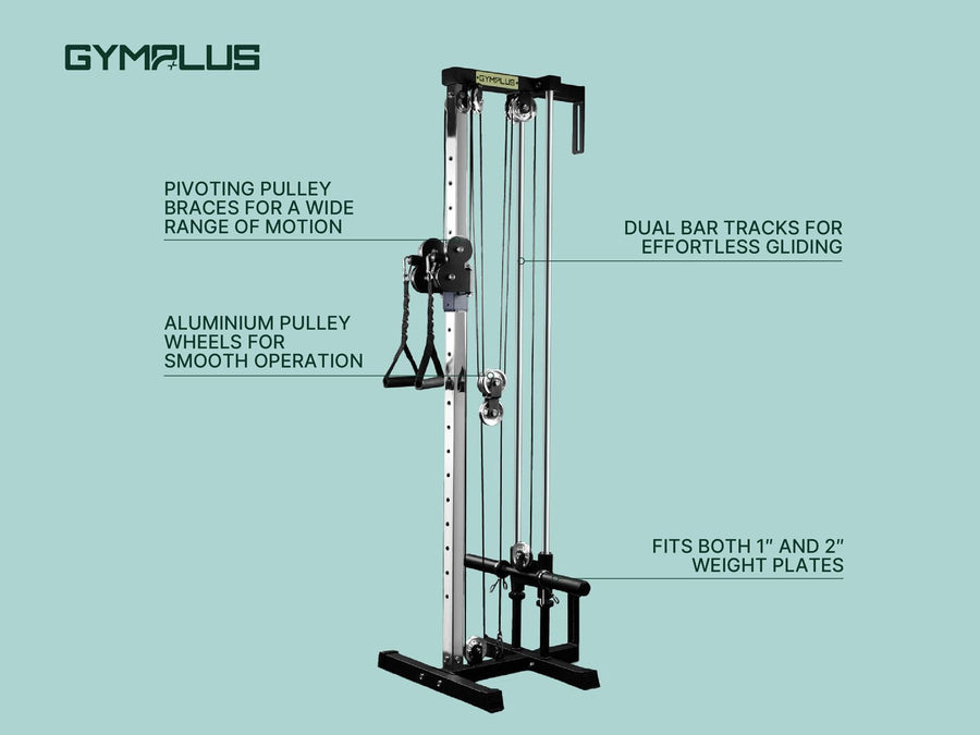 Gym Plus Wall Mount Cable Station with Dual Pulley System - Aluminium Pulley Wheels V2.0 GP-ZY1196