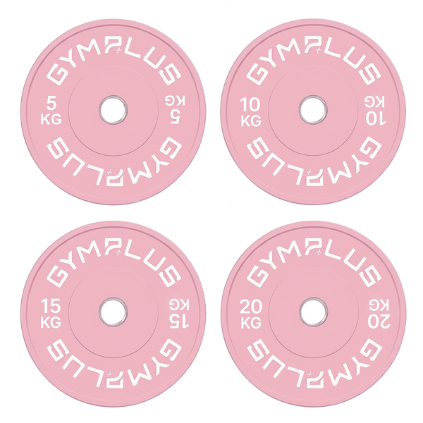 Gym Plus Pink Olympic Rubber Bumper Plates 5/10/15/20kg (Pairs) WP-PINK-ALL