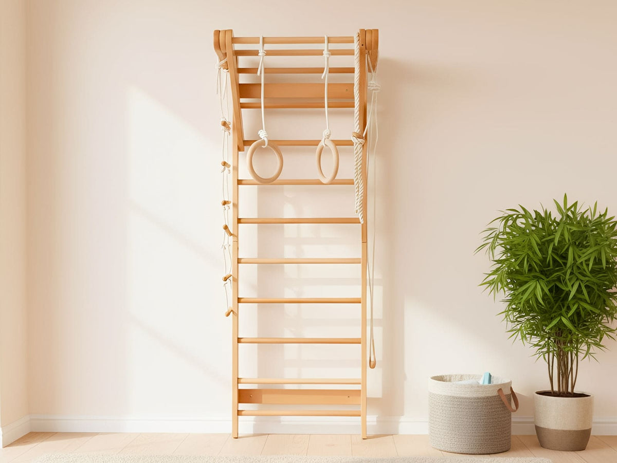 Wooden Swedish Ladder Wall Stall Bar Set