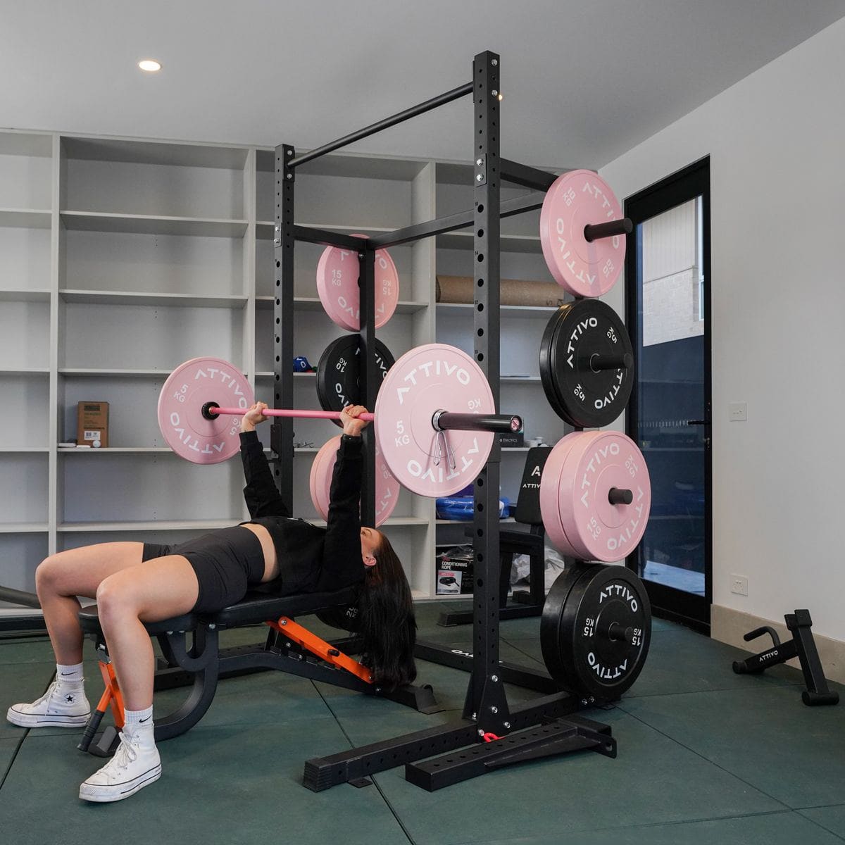 Half Power Rack Garage Gym Package - Pink (HR2300 Combo)